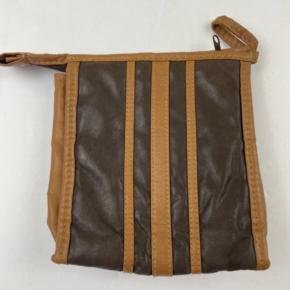 Vintage PAN AM Airlines Amenity Kit Toiletry Travel Bag Zip Brown Leather Pouch - Picture 2 of 8